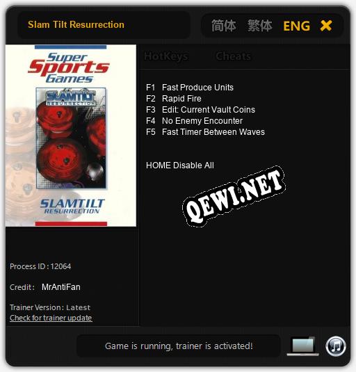 Slam Tilt Resurrection: Трейнер +5 [v1.9]