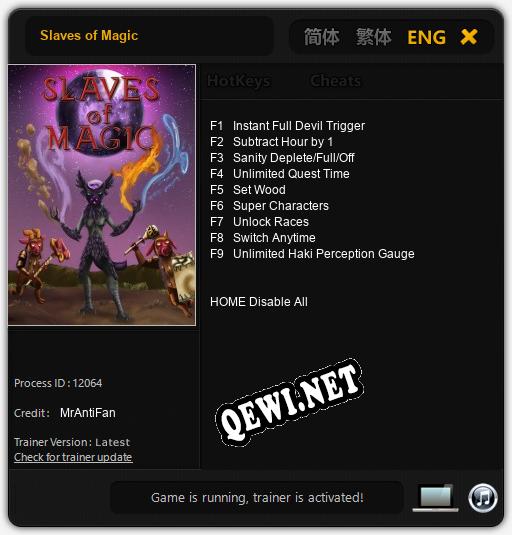 Трейнер для Slaves of Magic [v1.0.3]
