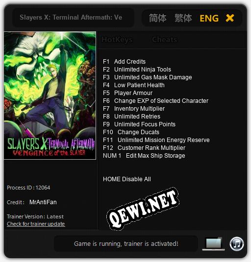 Slayers X: Terminal Aftermath: Vengance of the Slayer: Трейнер +13 [v1.9]