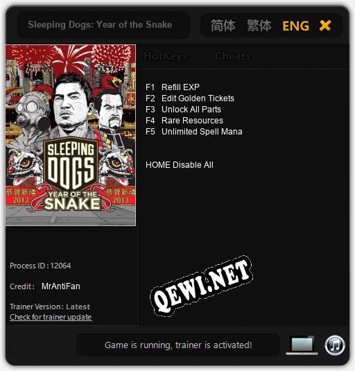 Sleeping Dogs: Year of the Snake: ТРЕЙНЕР И ЧИТЫ (V1.0.19)