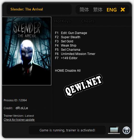Трейнер для Slender: The Arrival [v1.0.9]