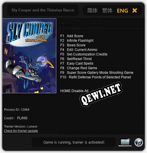 Трейнер для Sly Cooper and the Thievius Raccoonus [v1.0.3]