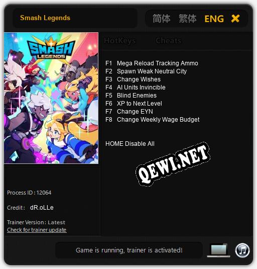 Трейнер для Smash Legends [v1.0.8]