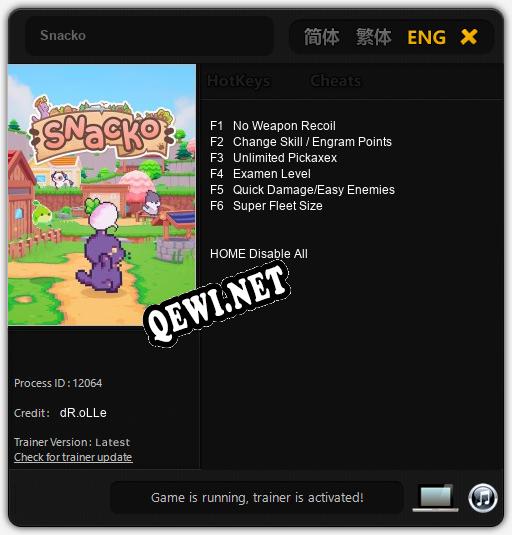 Snacko: Трейнер +6 [v1.1]