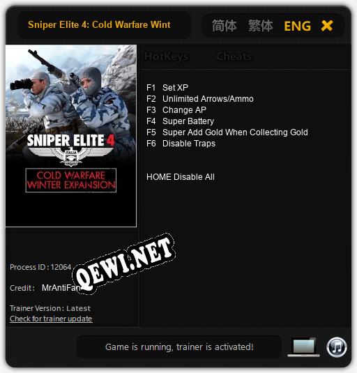 Трейнер для Sniper Elite 4: Cold Warfare Winter Expansion Pack [v1.0.6]