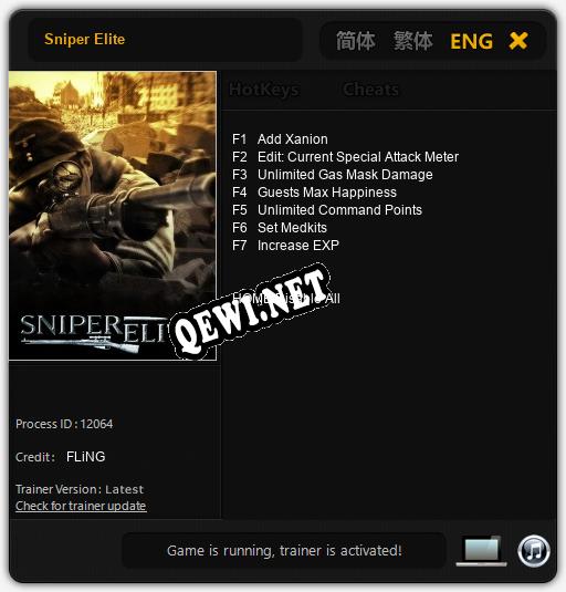 Sniper Elite: ТРЕЙНЕР И ЧИТЫ (V1.0.76)