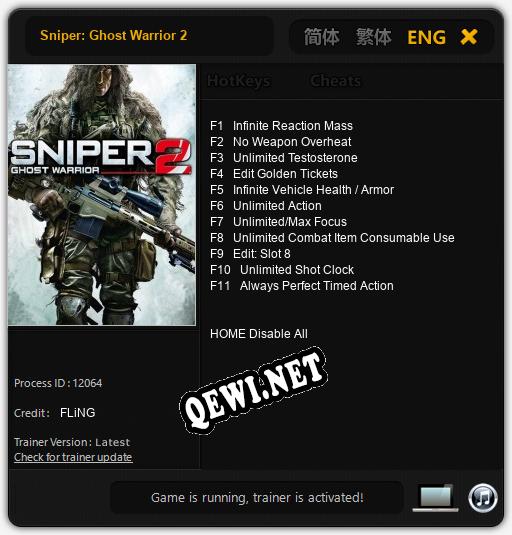Sniper: Ghost Warrior 2: ТРЕЙНЕР И ЧИТЫ (V1.0.87)