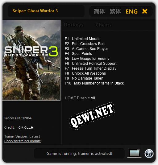 Sniper: Ghost Warrior 3: Читы, Трейнер +10 [dR.oLLe]