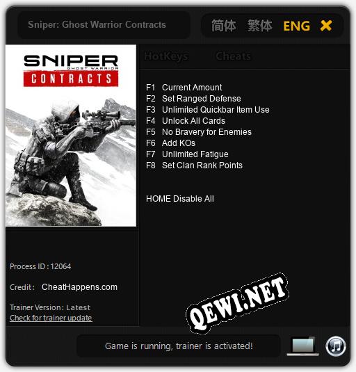 Sniper: Ghost Warrior Contracts: Читы, Трейнер +8 [CheatHappens.com]