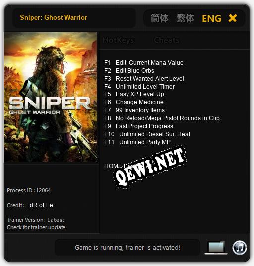Sniper: Ghost Warrior: ТРЕЙНЕР И ЧИТЫ (V1.0.81)