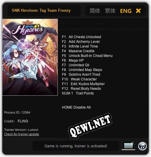 SNK Heroines: Tag Team Frenzy: ТРЕЙНЕР И ЧИТЫ (V1.0.96)