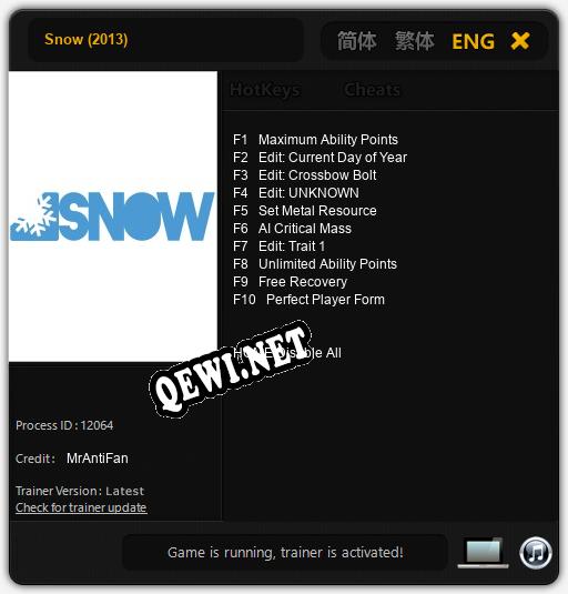 Трейнер для Snow (2013) [v1.0.1]