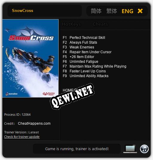 SnowCross: Трейнер +9 [v1.3]