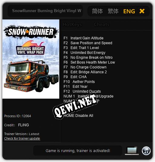 Трейнер для SnowRunner Burning Bright Vinyl Wrap [v1.0.6]