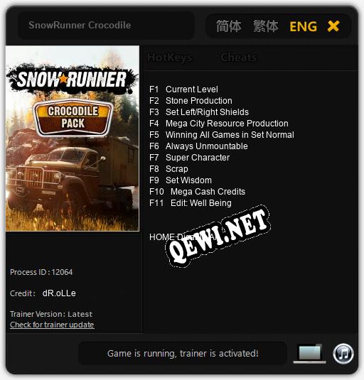 SnowRunner Crocodile: ТРЕЙНЕР И ЧИТЫ (V1.0.72)