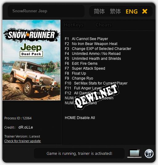 SnowRunner Jeep: Трейнер +14 [v1.9]