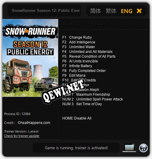 SnowRunner Season 12: Public Energy: Читы, Трейнер +15 [CheatHappens.com]