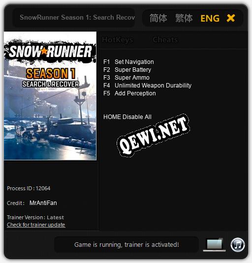 SnowRunner Season 1: Search Recover: ТРЕЙНЕР И ЧИТЫ (V1.0.57)