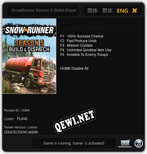 SnowRunner Season 5: Build Dispatch: Трейнер +5 [v1.5]