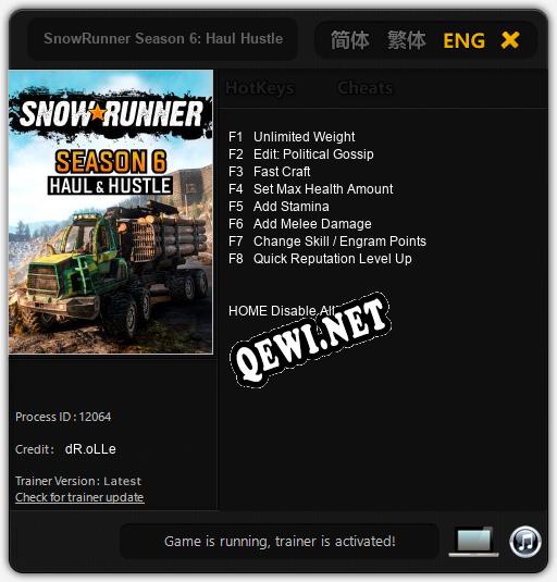 Трейнер для SnowRunner Season 6: Haul Hustle [v1.0.3]