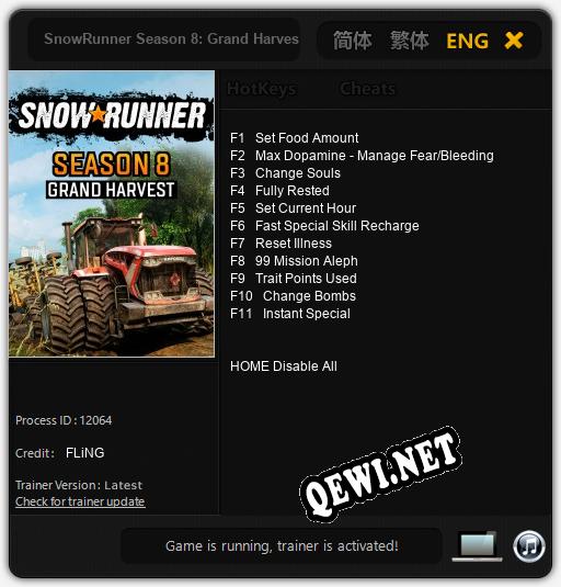 Трейнер для SnowRunner Season 8: Grand Harvest [v1.0.9]