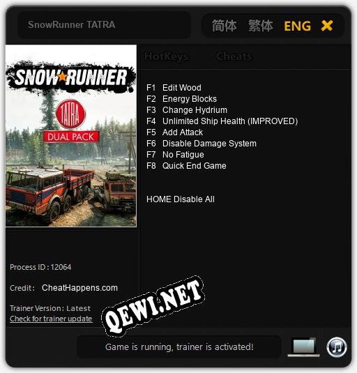 SnowRunner TATRA: Читы, Трейнер +8 [CheatHappens.com]