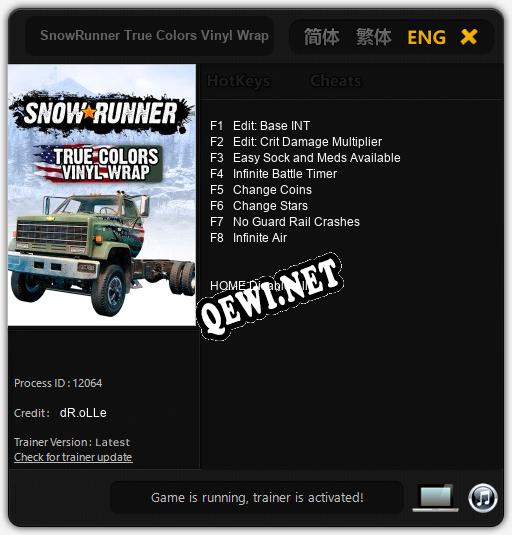 SnowRunner True Colors Vinyl Wrap: Трейнер +8 [v1.1]