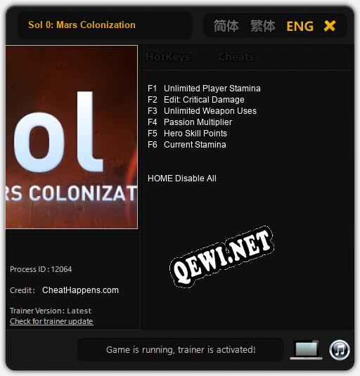 Трейнер для Sol 0: Mars Colonization [v1.0.9]