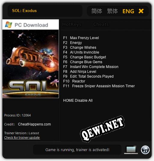 SOL: Exodus: ТРЕЙНЕР И ЧИТЫ (V1.0.41)