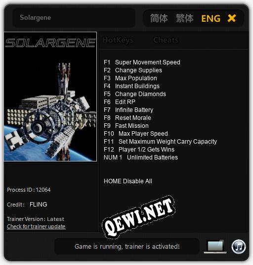 Solargene: ТРЕЙНЕР И ЧИТЫ (V1.0.40)