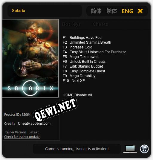 Трейнер для Solarix [v1.0.1]