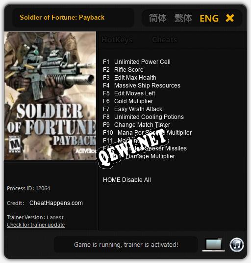 Трейнер для Soldier of Fortune: Payback [v1.0.9]