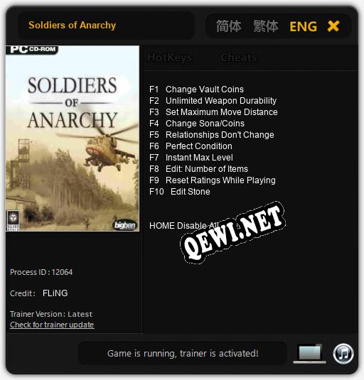 Soldiers of Anarchy: Трейнер +10 [v1.1]