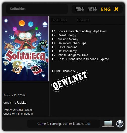 Трейнер для Solitairica [v1.0.3]