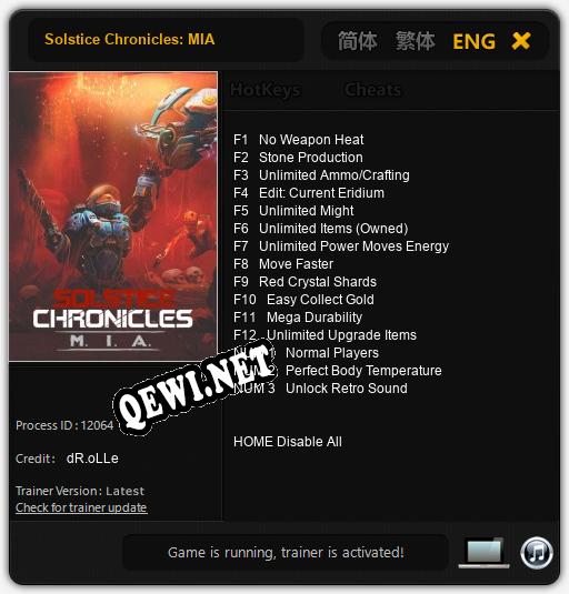 Трейнер для Solstice Chronicles: MIA [v1.0.2]