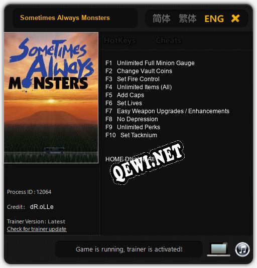 Трейнер для Sometimes Always Monsters [v1.0.2]