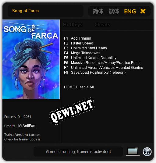 Song of Farca: Трейнер +8 [v1.5]