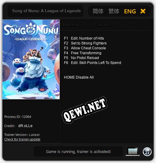 Трейнер для Song of Nunu: A League of Legends Story [v1.0.6]