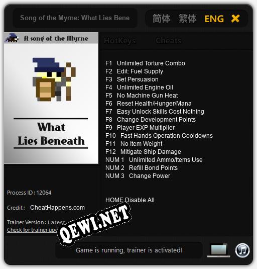 Song of the Myrne: What Lies Beneath: ТРЕЙНЕР И ЧИТЫ (V1.0.28)