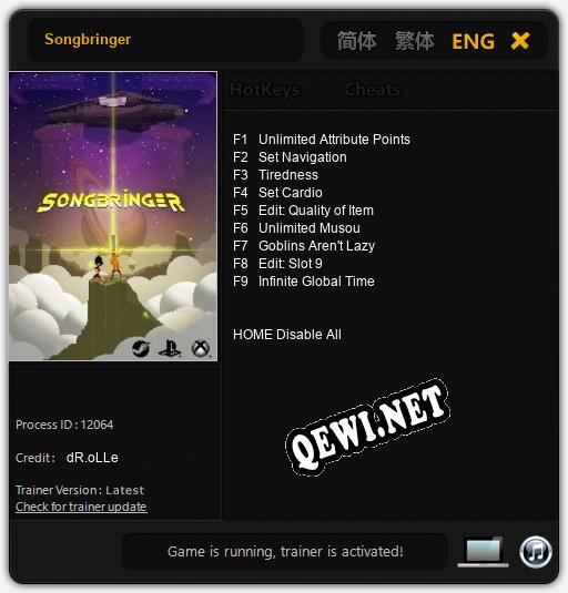 Songbringer: Трейнер +9 [v1.1]