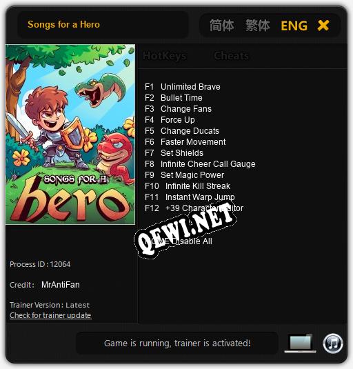 Songs for a Hero: ТРЕЙНЕР И ЧИТЫ (V1.0.10)