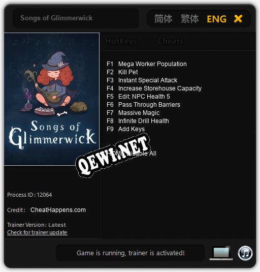 Трейнер для Songs of Glimmerwick [v1.0.3]
