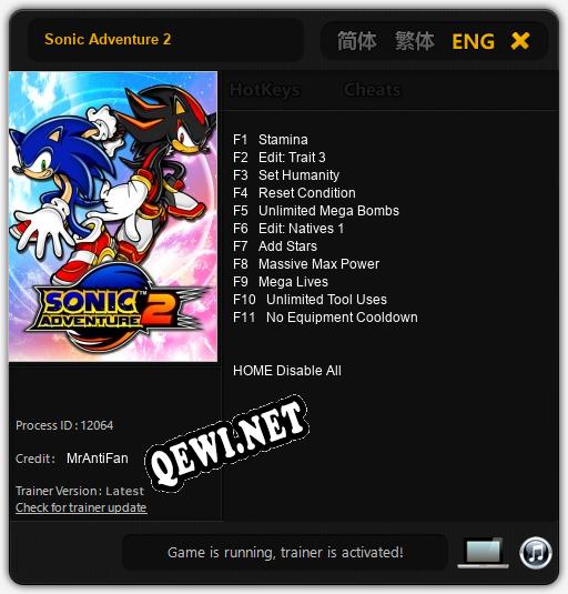 Sonic Adventure 2: ТРЕЙНЕР И ЧИТЫ (V1.0.89)