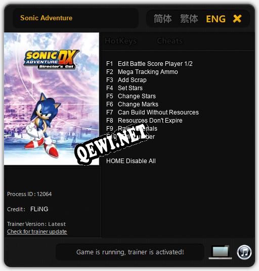Sonic Adventure: Трейнер +10 [v1.4]