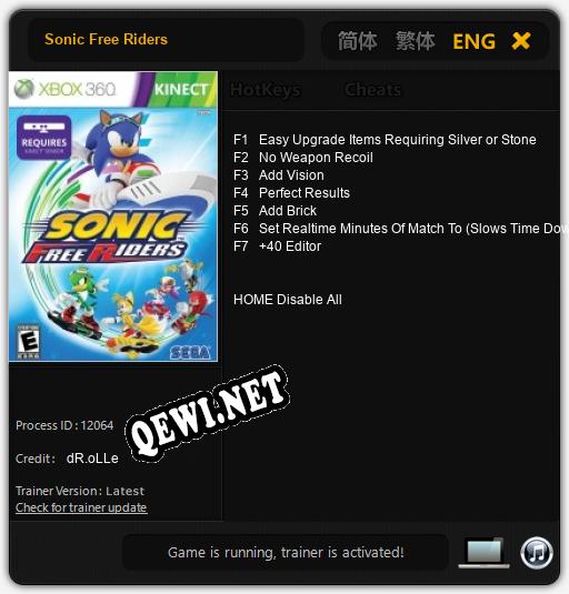 Sonic Free Riders: Трейнер +7 [v1.2]