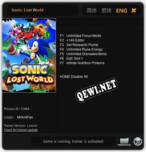 Sonic: Lost World: Читы, Трейнер +7 [MrAntiFan]