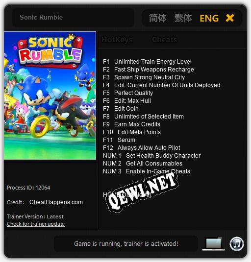 Трейнер для Sonic Rumble [v1.0.6]