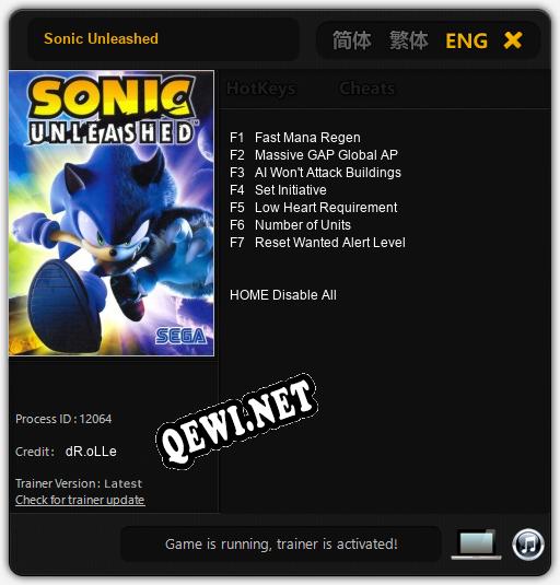 Sonic Unleashed: Читы, Трейнер +7 [dR.oLLe]