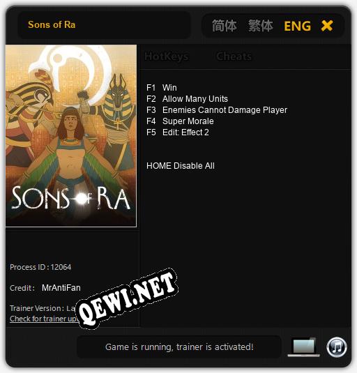Трейнер для Sons of Ra [v1.0.2]