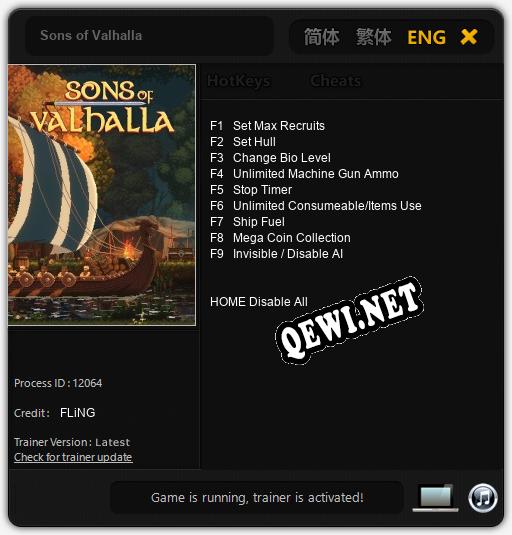 Трейнер для Sons of Valhalla [v1.0.7]